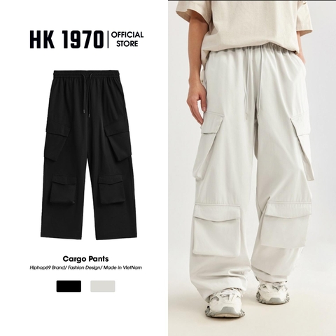 Quần Ống Rộng Túi Hộp 4 Túi Nam Nữ Có Dây Rút Unisex, Quần Túi Hộp Vải Gió Phong Cách Hiphop Đường Phố Q332 Menswear Pants Đen