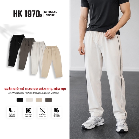 Quần Gió Thể Thao Mềm Mịn Co Giãn Nhẹ Dáng Baggy Quần Ống Suông Nam Nữ Unisex Cho Mùa Hè Q222 Màu Đen Kaki Nâu Be