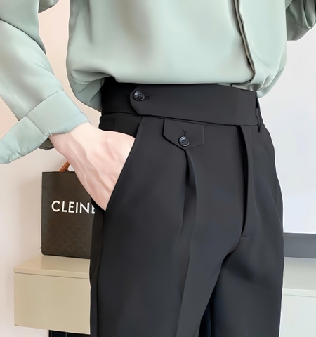 Quần âu nam , Quần tây nam vải tuyết mưa hàn quốc ống côn dáng ôm Q101 Menswear Pants Ong Có Túi Trắng Đen  quần  âu