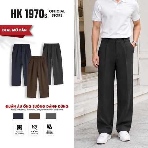 Quần Âu Nam Dáng Suông Cạp Chun Sau Vải Kaki Đài Mềm Mịn Co Giãn Nhẹ Ống Rộng Mặc Thoải Mái Q240