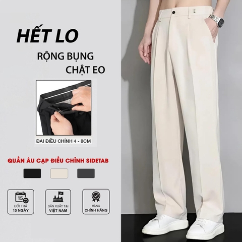 Quần tây ống rộng HK1970, Quần âu cạp điều chỉnh Sidetab, quần âu ống suông phong cách Hàn Quốc Q140