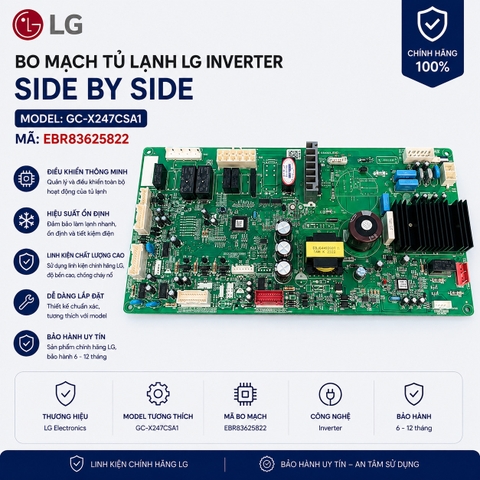 Bo Mạch Tủ lạnh LG Inverter Side By Side GC-X247CSA1 Mã EBR83625822