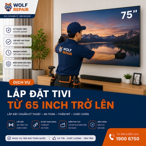 Lắp đặt Tivi từ 65 inch trở lên