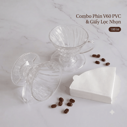 COMBO PHA CÀ PHÊ V60 (PHIN + 100 GIẤY)	LỚN NHỌN PVC TRẮNG
