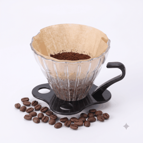 COMBO PHA CÀ PHÊ V60 (PHIN + 100 GIẤY)	LỚN NHỌN THỦY TINH NÂU