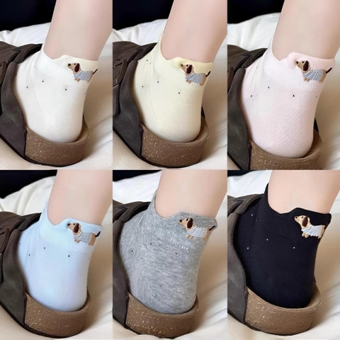 [B56] Tất Chân Nữ Cổ Ngắn Hình Cún Cute, Vớ Nữ Hàng QC