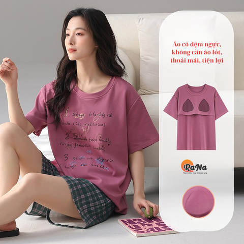 Đồ bộ mặc nhà cotton có miếng đệm ngực