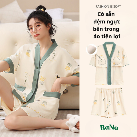 Quần Đùi Áo Cài Nút có mút ngực sẵn