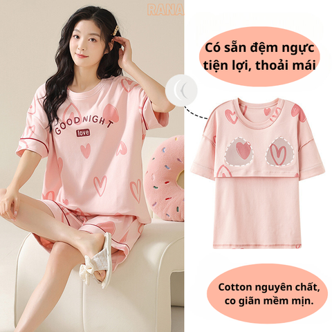 Quần Đùi Áo Cổ Tròn cotton có mút