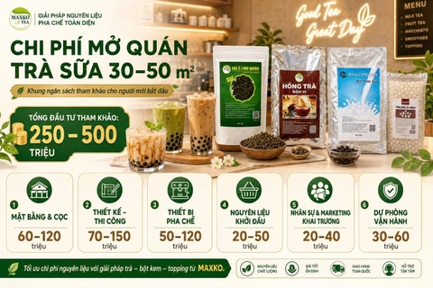 Chi phí mở quán trà sữa 30–50 m²
