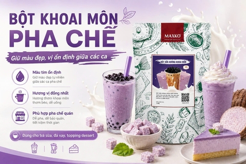 Bột khoai môn pha chế: Giữ màu đẹp, vị ổn định giữa các ca