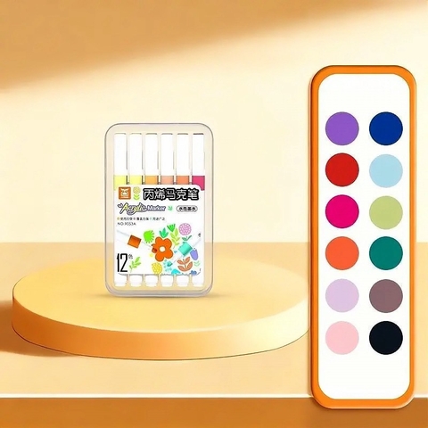 ￼Bút màu Acrylic Marker - 12/18/24 Màu - Tô Trên Mọi Chất Liệu