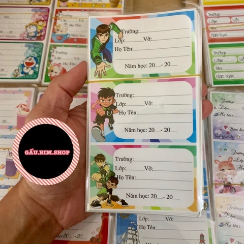 Combo 120 Nhãn vở cắt sẵn có keo dính hoạ tiết đẹp, dễ sử dụng