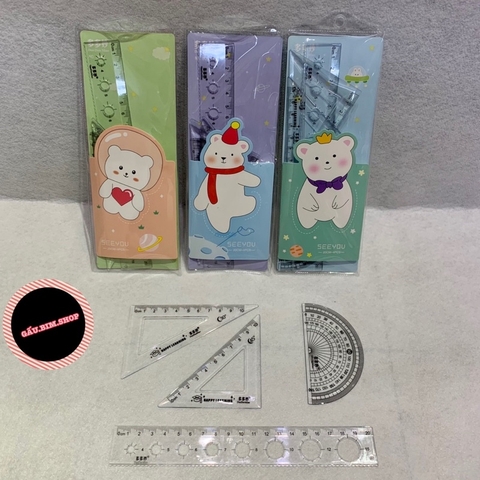 Combo 10 Bộ Ê Ke 4 chi tiết nhựa Cao Cấp 20cm (Bộ Eke) - mua càng NHIỀU giá càng RẺ