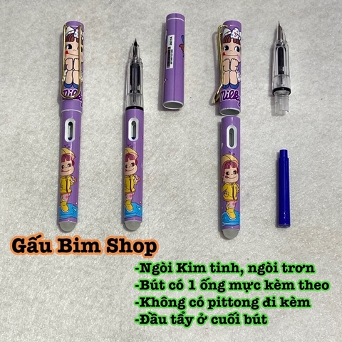Bút máy (bút mực) ngòi Kim Tinh trơn dùng được cả mực lọ và ống mực tẩy
