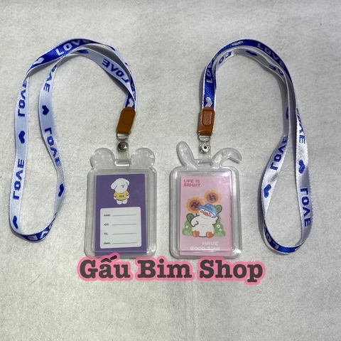 Combo 10 Bộ dây đeo thẻ tên cao cấp(mặt nhựa trong suốt + dây lụa ngang 1.5cm)