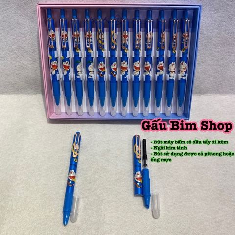 Bút máy bấm (bút mực bấm) ngòi kim tinh, ngòi trơn có thể dùng được cả mực bơm và ống mực