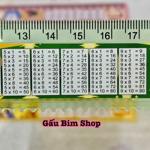 Thước kẻ nhựa 20cm có kèm bảng cửu chương