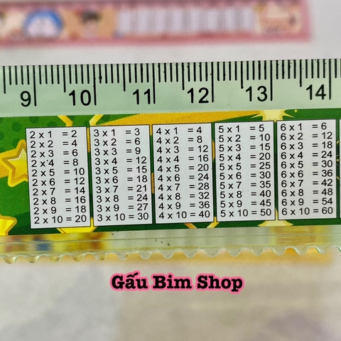 Thước kẻ nhựa 20cm có kèm bảng cửu chương