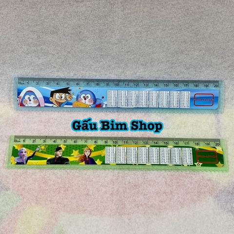 Thước kẻ nhựa 20cm có kèm bảng cửu chương