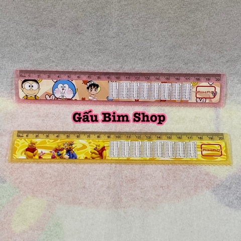 Thước kẻ nhựa 20cm có kèm bảng cửu chương