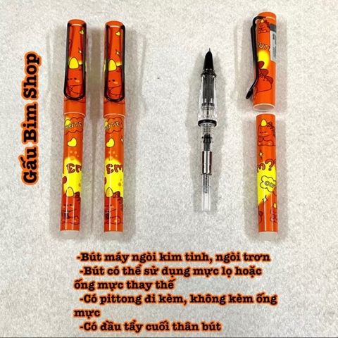 Bút máy (bút mực) ngòi Kim Tinh trơn dùng được cả mực lọ và ống mực tẩy