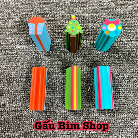 Gôm, tẩy dài 5cm, đường kính 2cm có nhiều mẫu mã đặc sắc