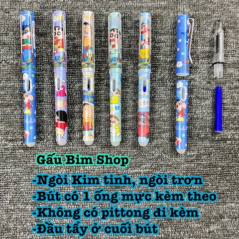 Bút máy (bút mực) ngòi Kim Tinh trơn dùng được cả mực lọ và ống mực tẩy