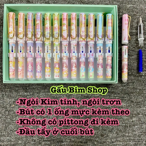 Bút máy (bút mực) ngòi Kim Tinh trơn dùng được cả mực lọ và ống mực tẩy