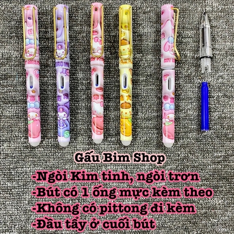 Bút máy (bút mực) ngòi Kim Tinh trơn dùng được cả mực lọ và ống mực tẩy