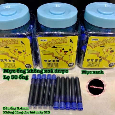 Lọ 50 Ống mực (không tẩy được) dùng thay thế cho các loại bút máy, bút mực sử dụng ống 3.4mm