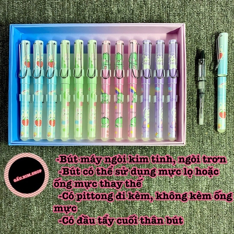Bút máy (bút mực) ngòi Kim Tinh trơn dùng được cả mực lọ và ống mực tẩy