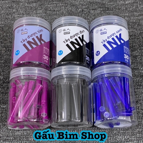 Lọ 30 ống mực bút máy hãng YIREN (tẩy xoá được) - Đầu ống 3.4mm - Màu mực chuẩn