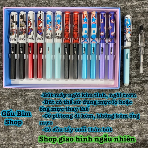Bút máy (bút mực) ngòi Kim Tinh trơn dùng được cả mực lọ và ống mực tẩy