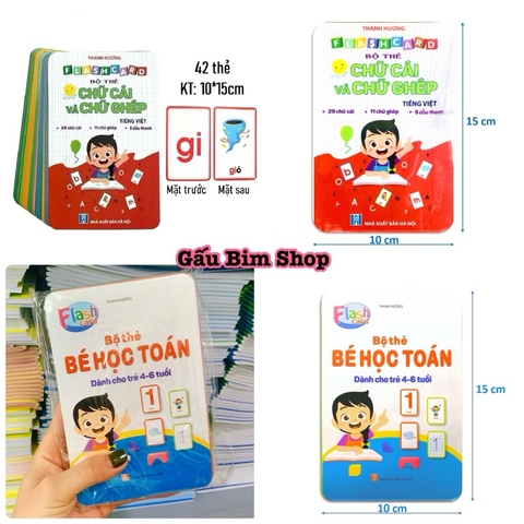 Bộ thẻ flashcard- Chữ cái và chữ ghép / Bé học Toán cho bé học tiếng việt (khổ lớn 10x15cm) - Mua càng NHIỀU giá càng RẺ