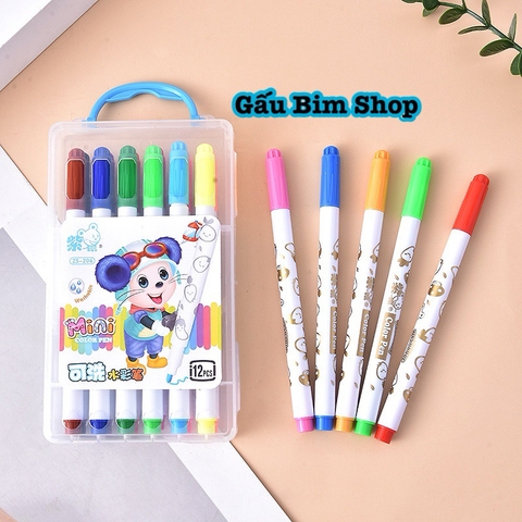 Bút dạ  12 màu, hộp nhựa cao cấp (hộp 12 bút có 12 màu khác nhau)