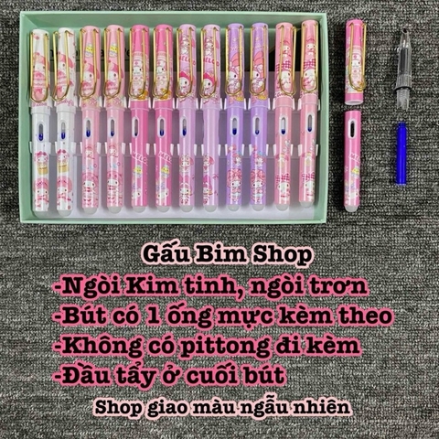 Bút máy (bút mực) ngòi Kim Tinh trơn dùng được cả mực lọ và ống mực tẩy