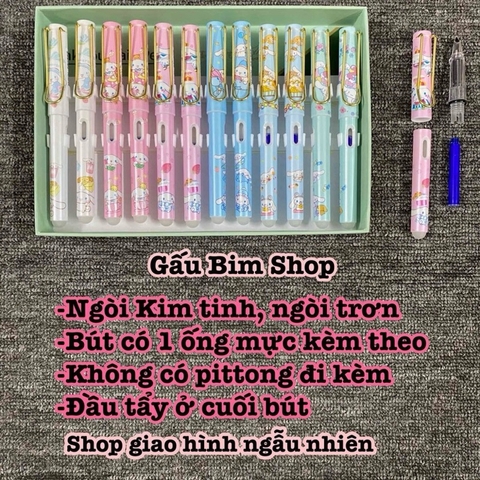 Bút máy (bút mực) ngòi Kim Tinh trơn dùng được cả mực lọ và ống mực tẩy