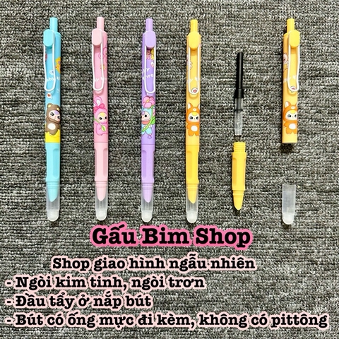 Bút máy bấm (bút mực bấm) ngòi kim tinh, ngòi trơn có thể dùng được cả mực bơm và ống mực