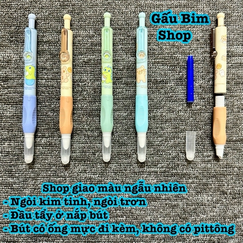 Bút máy bấm (bút mực bấm) ngòi kim tinh, ngòi trơn có thể dùng được cả mực bơm và ống mực