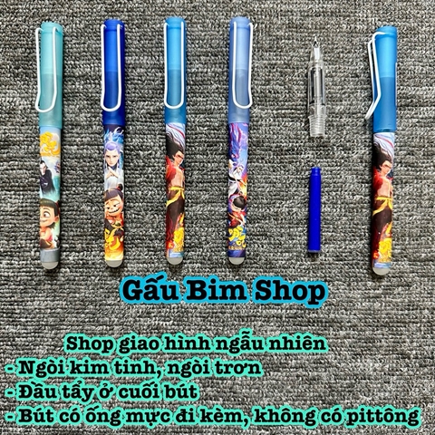 Bút máy (bút mực) ngòi Kim Tinh trơn dùng được cả mực lọ và ống mực tẩy
