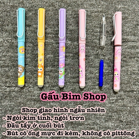 Bút máy (bút mực) ngòi Kim Tinh trơn dùng được cả mực lọ và ống mực tẩy