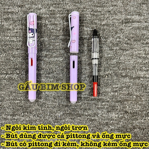 Bút máy (bút mực) ngòi Kim Tinh trơn dùng được cả mực lọ và ống mực tẩy