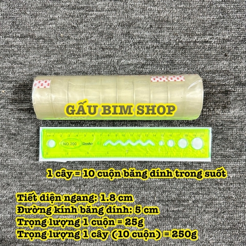 10 cuộn Băng dính văn phòng màu trong cao cấp (siêu dai, khổ 1.8 x 5 cm)