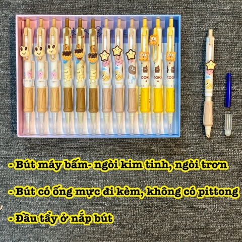 Bút máy bấm (bút mực bấm) ngòi kim tinh, ngòi trơn có thể dùng được cả mực bơm và ống mực