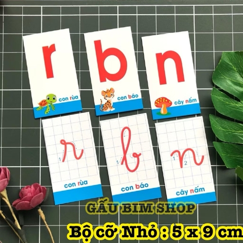 Bộ thẻ học chữ cái và số - CỠ NHỎ 5 x 9cm  - 44 thẻ dành cho cô và trò. Bộ thẻ Thông Minh nhận biết Chữ cái và Số
