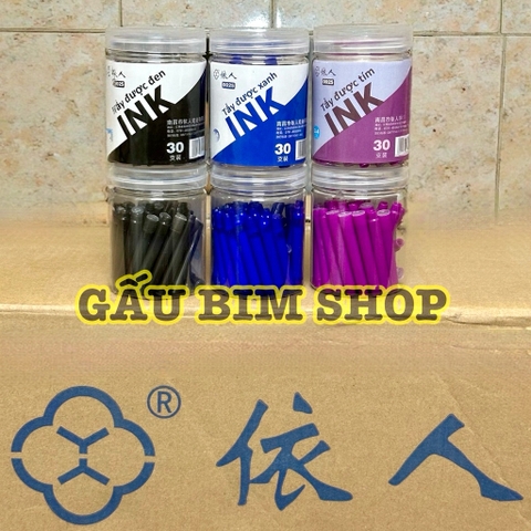 Lọ 30 ống mực bút máy hãng YIREN (tẩy xoá được) - Đầu ống 3.4mm - Màu mực chuẩn