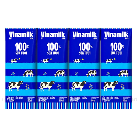 Sữa Vinamilk 100% ít đường 180ml