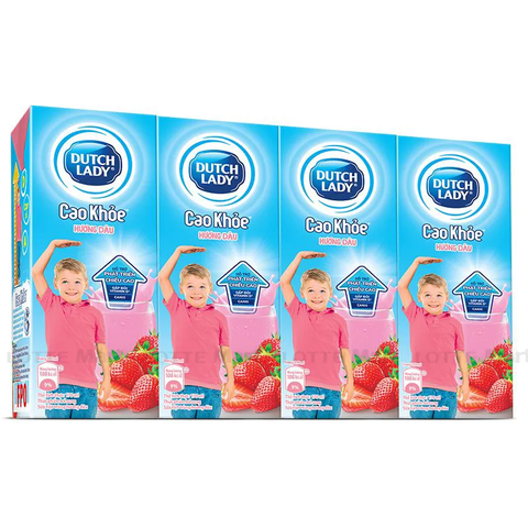 Sữa Tươi Tiệt Trùng Vị Dâu Cô Gái Hà Lan Lốc 4 Hộp 180ml