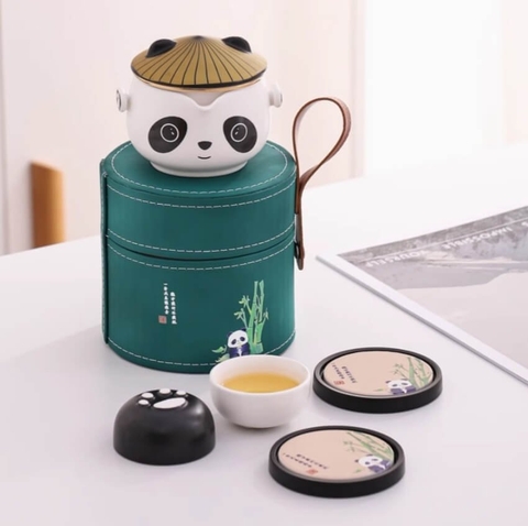 Bộ ấm trà du lịch hoạ tiết Gấu trúc